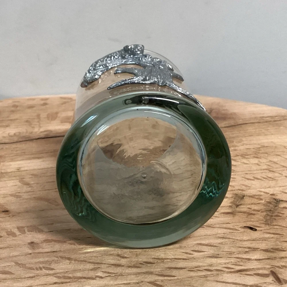 ⚫️ Vintage - Frankli Wild Pewter Leopard Whiskey Tumbler Glass - Rare